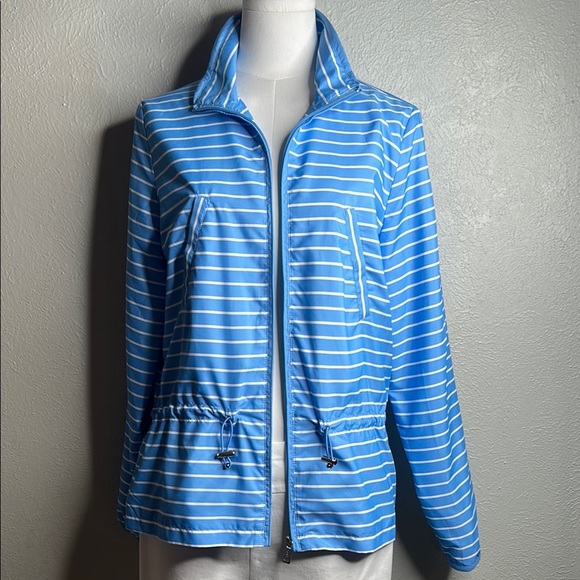 Ralph Lauren Active Sky Blue Striped Lightweight Windbreaker Zip Front Jacket M - Picture 3 of 16